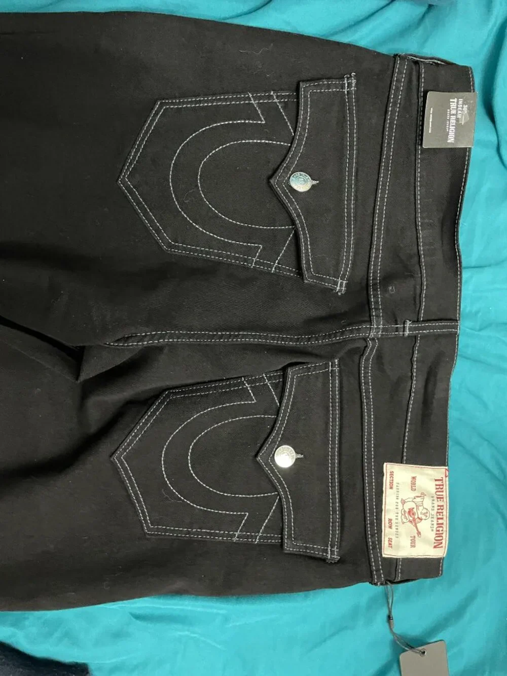 True Religion Mens Ricky SN Flap Relaxed Straight Jeans Men’s 36 36x30 Black NWT